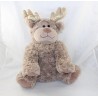 Plush reindeer ETAM range pyjamas doudou hot water bottle brown golden wood 37 cm