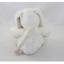 Doudou boule lapin HISTOIRE D'OURS blanc poche au dos 20 cm