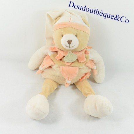 TeddyBär Doudou und GESELLSCHAFT Natur Blatt Relief orange beige 40 cm