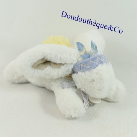 Doudou conejo indio Atawa DOUDOU Y COMPAGNY Tutti Frutti blanco y azul 20 cm
