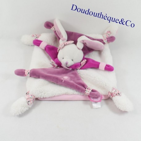 Doudou plat lapin DOUDOU ET COMPAGNIE Cerise rose mauve DC2703