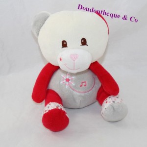Peluche musicale ours GIPSY gris rouge sonore