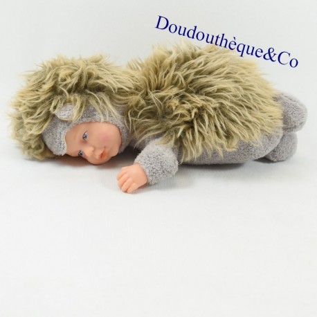 Erizo muñeca bebé ANNE GEDDES gris marrón 25 cm