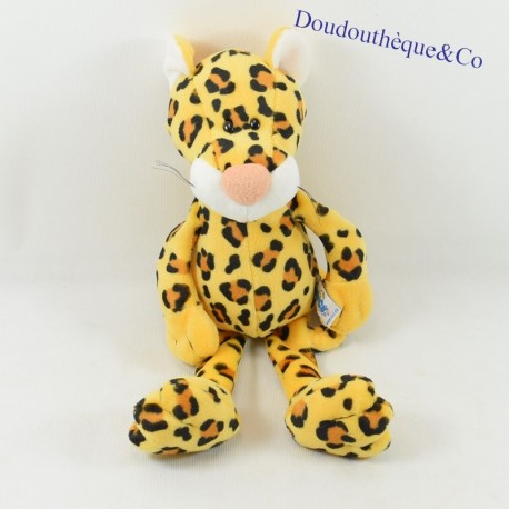 Peluche leopard NICI jaune  taches noires et oranges 35cm