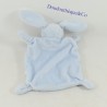 Doudou flat rabbit Wheat grain blue embroidery brown 19 cm