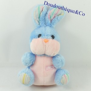 Conejo de peluche BOULGOM azul blanco vintage viejo 28 cm