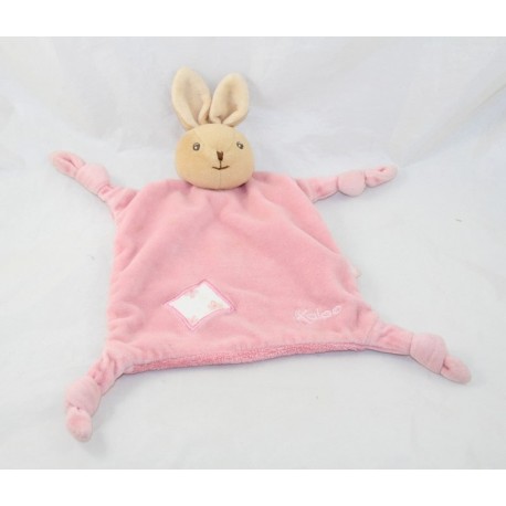 Doudou Flaches Kaninchen KALOO Lilirose rosa 4 Knoten gepunktet Feder