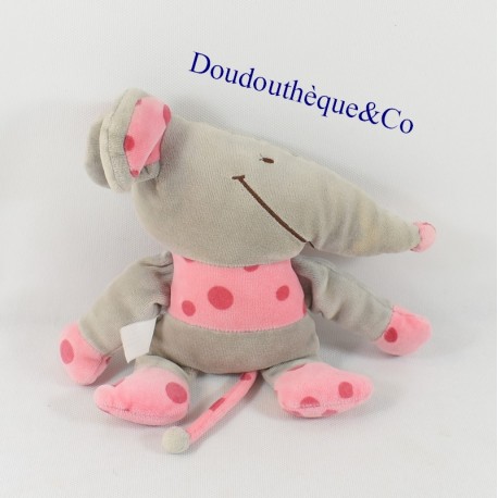 Doudou mouse FRENCH FASHION COUNTER pink gray 25 cm