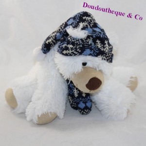 Peluche orso ENESCO sciarpa bianca e berretto