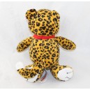 Peluche leopardo FERRERO KINDER bandana macchie rosse arancio nero 25 cm