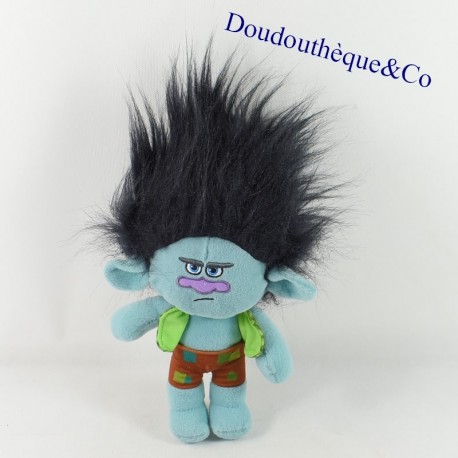 Peluche Branch Troll Blue Dreamworks Capelli Neri 32 cm