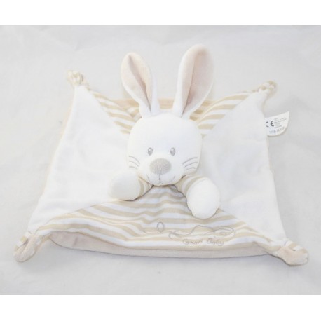 Doudou conejo plano VETIR atigrado atigrado canario bordado 21 cm