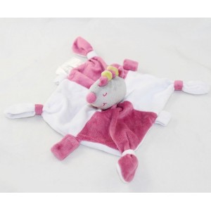 Doudou flacher Igel DREI KILOS SIEBEN Puppe rosa weißer Knoten 20 cm