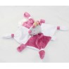 Doudou plat hérisson TROIS KILOS SEPT marionnette rose blanc noeud 20 cm