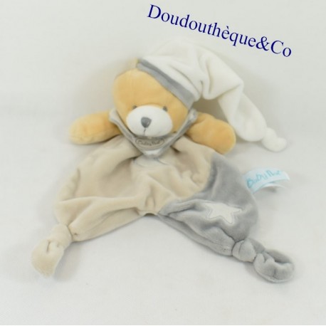 Doudou flat bear BABY NAT The Luminescent star moon brown gray BN0138 25 cm