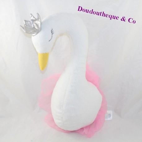 Cisne de felpa PRIMARK blanco tutú rosa corona 34 cm Cisne de felpa PRIMARK blanco tutú rosa corona 34 cm