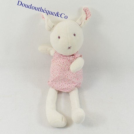 Doudou conejo DPAM bebé blanco lunar vestido cereza bellhole De la misma a la misma 30 cm