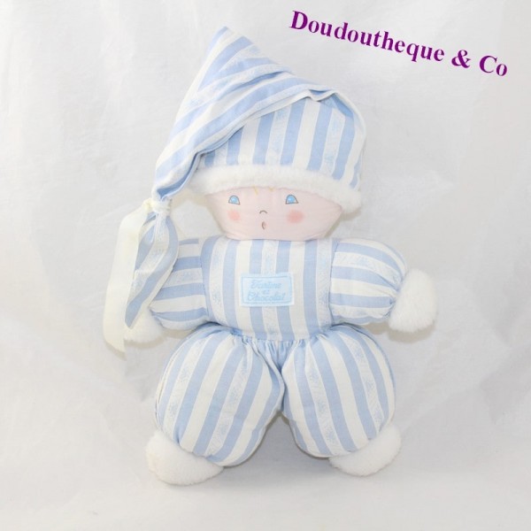 Doudou doll rag TARTINE AND CHOCOLATE gobling blue white striped 25