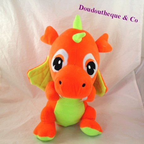 Peluche dragon GIFI DIFFUSION orange vert 37 cm