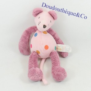 Plüschmaus MARESE Noélie Les Zooxoo rosa mit mehrfarbigen Tupfen 25 cm