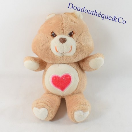 Peluche ours Bisounours CARE BEARS vintage beige motif coeur 33 cm