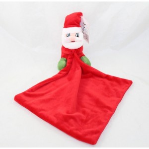 Doudou mouchoir Pére Noël BE HAPPY rouge blanc vert 40 cm