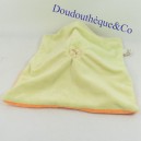 Doudou plat canard DOUKIDOU orange jaune vert fleur 28 cm