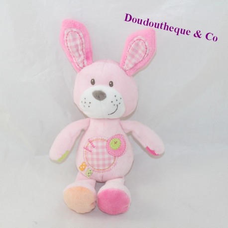 Doudou rabbit NICOTOY pink labels