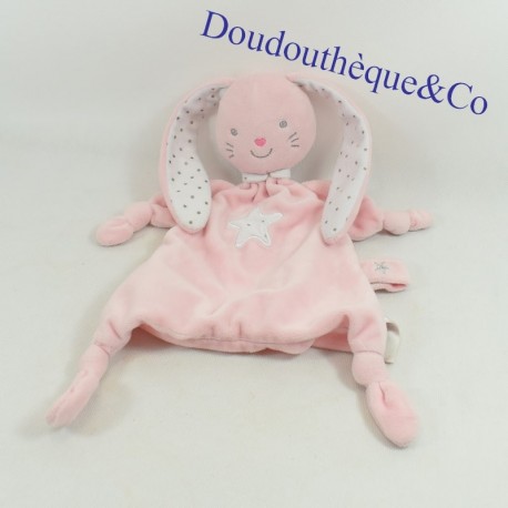 Blanket flat rabbit TEX pink diamond stars attachment nipple 32 cm