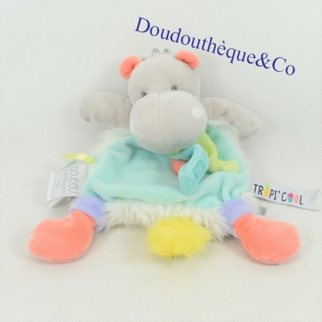 Doudou hippopotame DOUDOU ET COMPAGNIE attache-sucette tropi'cool DC3301 20 cm