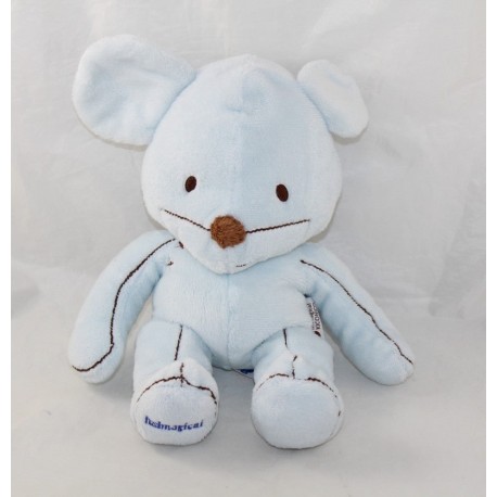 Plush mouse ITSIMAGICAL Imaginarium Vertbaudet blue sewing 27 cm