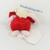 Doudou handkerchief rabbit BABY NAT' Red and Pink flower 25 cm