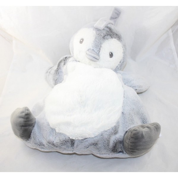 Peluche range pyjama Pingouin TEX gris blanc chin Carrefour 45 cm