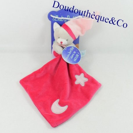 Katze Einstecktuch Kuscheltier BABY NAT' Leuchtstern Mond pink BN0137 16 cm