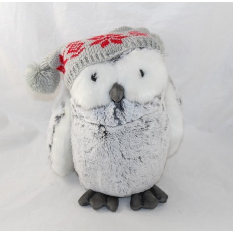 Plush owl GUND gray white wool cap 27 cm