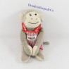 Peluche scimmia Popi BAYARD PRESS tuta a righe rosse 23 cm