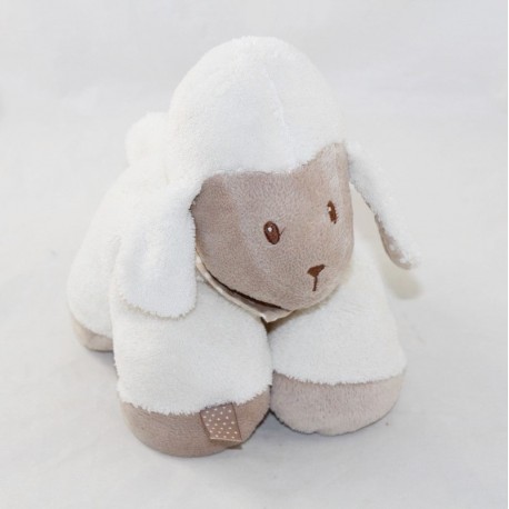 Plush sheep NATTOU cappuccino beige white cuddly toy 20 cm