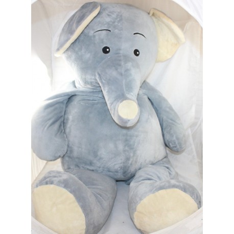 Grande peluche XXL éléphant MAX & SAX gris beige Carrefour 1m / 100 cm