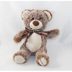Teddybär INTERFLORA braun meliert karierter Knoten 23 cm
