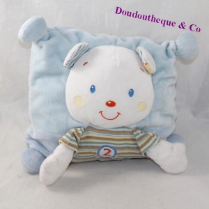 Doudou cushion bear NICOTOY blue stripes