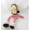 Mono de peluche MAXITA piernas estirables brazos rayados rojo blanco 55 cm
