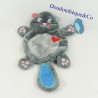 Doudou flat cat LABEL LABEL gray with blue mouse 25 cm