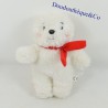 Teddybär AUZOU weißer Schal rot 19 cm
