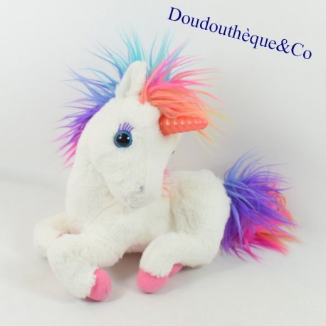 Peluche licorne ANIMAGIC sonore rose et multicolore 20 cm