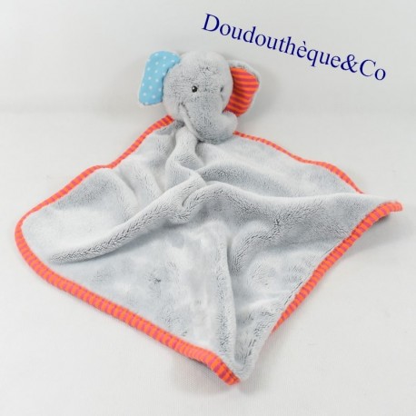 Doudou plat éléphant JURONG KANGNING plush factory Action gris grelot 43 cm