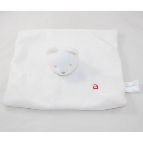 Doudou flat bear ABSORBA white square " a " embroidered 23 cm