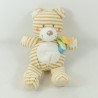 Teddybär NICOTOY gestreift beige grüne Schal Mond und Stern 23 cm