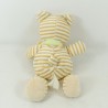 Teddybär NICOTOY gestreift beige grüne Schal Mond und Stern 23 cm