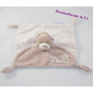 Doudou flach Bären P'TIT BISOU Aubert braun beige 100% bis 22 cm