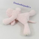 Doudou chien OBAIBI allongé rose et blanc 18 cm